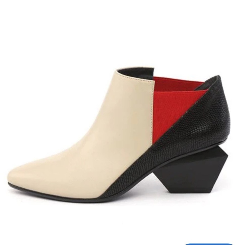 Stylish Women's Ankle Booties - Black, Red, and Cream